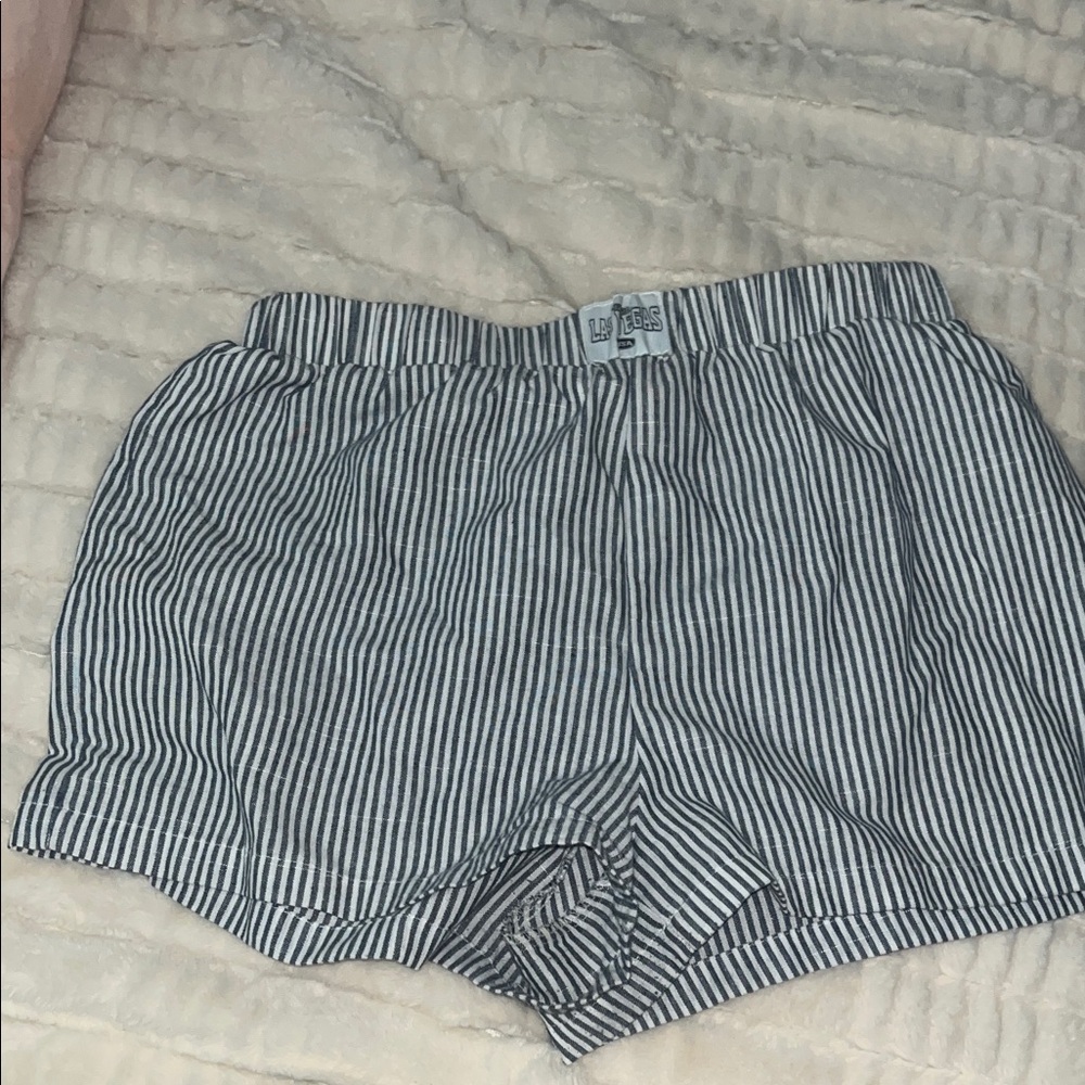 SHEIN Black and White Striped High Waist Shorts